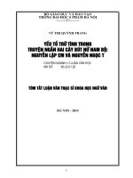 Tóm tắt luận văn thạc sĩ: Yếu tố trữ tình trong truyện ngắn hai cây bút nữ Nam Bộ: Nguyễn Lập Em và Nguyễn Ngọc Tư