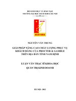 GIẢI PHÁP NÂNG CAO CHẤT LƯỢNG PHỤC VỤ KHÁCH HÀNG CỦA PROCTER & GAMBLE TRÊN ĐỊA BÀN TỈNH NAM ĐỊNH