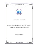 Đánh giá chất lượng cảm nhận của độc giả về báo in tại thành phố nha trang 