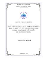 Hoàn thiện hệ thống quản trị quan hệ khách hàng cá nhân vay vốn tại ngân hàng nông nghiệp và phát triển nông thôn chi nhánh khánh hòa 