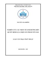 Nghiên cứu các nhân tố ảnh hưởng đến quyết định lựa chọn yến sào 
