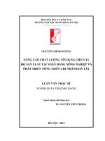 NÂNG CAO CHẤT LƯỢNG TÍN DỤNG CHO VAY HỘ SẢN XUẤT TẠI NGÂN HÀNG NÔNG NGHIỆP VÀ PHÁT TRIỂN NÔNG THÔN CHI NHÁNH HÀ TÂY