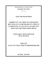 Nghiên cứu các nhân tố ảnh hưởng đến năng lực cạnh tranh của công ty cổ phần đầu tư sản xuất VLXD sao việt nhật miền trung 