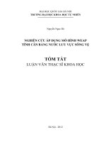 NGHIÊN cứu áp DỤNG mô HÌNH WEAP TÍNH cân BẰNG nước lưu vực SÔNG vệ