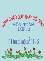 Bài giảng Toán 2 bài 11 trừ đi 1 số 11-5