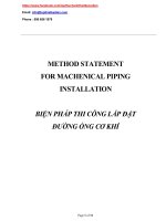 Biện pháp thi công lắp đặt đường ống cơ khí