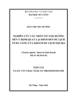 Nghiên cứu các nhân tố ảnh hưởng đến ý định quay lại điểm đến du lịch TP  đà nẵng của khách du lịch nội địa 