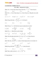 Trắc nghiệm môn Toán lớp 12: Lũy thừa - Hàm số lũy thừa