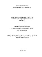 CHUYÊN NGÀNH LÝ LUẬN VÀ PHƯƠNG PHÁP DẠY HỌC KỸ THUẬT