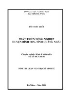 PHÁT TRIỂN NÔNG NGHIỆP HUYỆN BÌNH sơn, TỈNH QUẢNG NGÃI