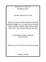 NÂNG CAO CHẤT LƯỢNG tín DỤNG đối với DOANH NGHIỆP vừa và NHỎ tại NGÂN HÀNG NÔNG NGHIỆP và PHÁT TRIỂN NÔNG THÔN VIỆT NAM   CHI NHÁNH TỈNH QUẢNG NAM