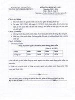 Đề thi học kì 1 môn Địa lý lớp 11 trường THPT Thuận Thành 1, Bắc Ninh năm học 2015 - 2016