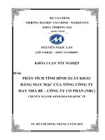 Phân tích tình hình xuất khẩu hàng may mặc của tổng công ty may nhà bè   công ty cổ phần (NBC) 