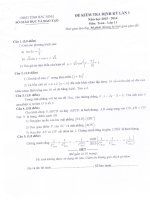 Đề thi học kì 1 môn Toán lớp 11 trường THPT Thuận Thành 1, Bắc Ninh năm học 2015 - 2016