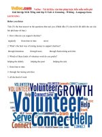 Giải bài tập SGK Tiếng Anh lớp 11 Unit 4: Listening - Writing - Language focus