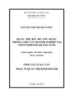 Quản trị rủi ro tín dụng trong cho vay doanh nghiệp tại vietcombank quảng nam