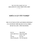 NHU cầu sử DỤNG nước SẠCH TRONG SINH HOẠT