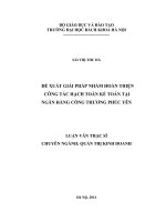 ĐỀ XUẤT GIẢI PHÁP NHẰM HOÀN THIỆN CÔNG TÁC HẠCH TOÁN KẾ TOÁN TẠI NGÂN HÀNG CÔNG THƯƠNG PHÚC YÊN