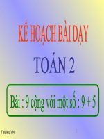 Bài giảng Toán 2 bài 9 cộng với một số 9+5