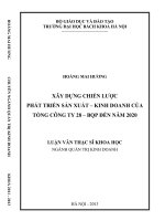 XÂY DỰNG CHIẾN LƯỢC PHÁT TRIỂN SẢN XUẤT – KINH DOANH CỦA TỔNG CÔNG TY 28 – BQP ĐẾN NĂM 2020