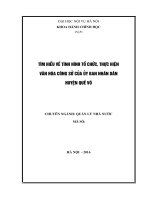 TÌM HIỂU VỀ TÌNH HÌNH TỔ CHỨC, THỰC HIỆN  VĂN HÓA CÔNG SỞ CỦA ỦY BAN NHÂN DÂN  HUYỆN QUẾ VÕ