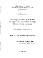 HOÀN THIỆN HOẠT ĐỘNG QUẢN LÝ THUẾ GIÁ TRỊ GIA TĂNG CỦA CÁC DOANH NGHIỆP TRÊN ĐỊA BÀN TỈNH QUẢNG NINH
