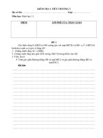 ĐỀ KIỂM TRA 1 TIẾT HÌNH HỌC 11 CHƯƠNG 3 