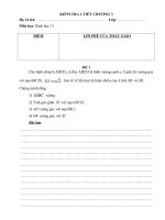 ĐỀ KIỂM TRA 1 TIẾT HÌNH HỌC 11 CHƯƠNG 3 