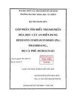 Góp Phần Tìm Hiểu Thành Phần Hóa Học Cây An Điền Dung (Hedyotis Sumplociformis (Pit.) Phamhoang., Họ Cà Phê (Rubiaceae)