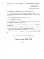 Đề thi học kì 1 môn Hóa học lớp 11 trường THPT Thuận Thành 1, Bắc Ninh năm học 2015 - 2016