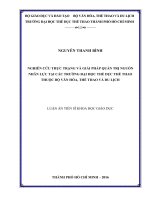 Nghiên cứu thực trạng và giải pháp quản trị nguồn nhân lực tại các trường đại học thể dục thể thao thuộc Bộ Văn hóa, Thể thao và Du lịch