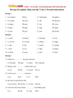 Bài tập trắc nghiệm Tiếng Anh lớp 7 Unit 2: Personal Information