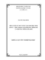 Rèn luyện TDST cho học sinh lớp 12  THPT trong giải phương trình mũ và phương trình lôgarit 