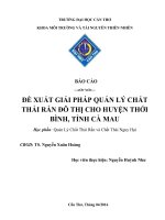 ĐỀ XUẤT GIẢI PHÁP QUẢN LÝ CHẤT THẢI RẮN ĐÔ THỊ