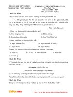 Đề thi khảo sát chất lượng đầu năm môn Ngữ văn lớp 6 trường THCS Phồn Xương, Yên Thế năm học 2016 - 2017