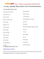 Từ vựng - Ngữ pháp Tiếng Anh lớp 7 Unit 2: Personal Information