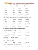 Bài tập trắc nghiệm Tiếng Anh lớp 9 Unit 4