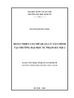 Hoàn thiện cơ chế quản lý tài chính tại trường đại học sư phạm hà nội 2 