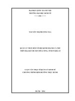 Quản lý thuế đối với hộ kinh doanh cá thể trên địa bàn huyện đô lương, tỉnh nghệ an 