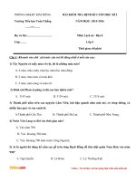 Đề thi học kì 1 môn Lịch sử - Địa lý lớp 4 trường tiểu học Toàn Thắng năm 2015 - 2016