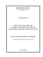 Quản lý đào tạo nghề cho lao động nông thôn bị thu hồi đất nông nghiệp tại huyện chương mỹ, hà nội 