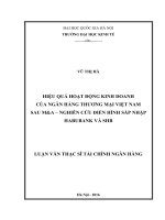 Hiệu quả hoạt động kinh doanh của ngân hàng thương mại việt nam sau ma   nghiên cứu điển hình sáp nhập habubank và SHB 