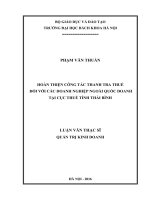 Hoàn thiện công tác thanh tra thuế đối với các doanh nghiệp ngoài quốc doanh tại cục thuế tỉnh thái bình 