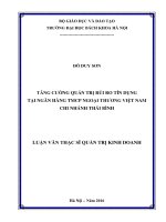 Tăng cường quản trị rủi ro tín dụng tại ngân hàng TMCP ngoại thương việt nam – chi nhánh thái bình 
