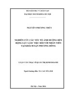 Nghiên cứu các yếu tố ảnh hưởng đến động lực làm việc đối với nhân viên tại khách sạn phương đông 