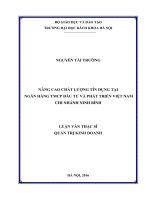 Nâng cao chất lượng tín dụng tại ngân hàng TMCP đầu tư và phát triển việt nam chi nhánh ninh bình 