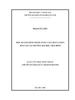 Một số giải pháp nhằm nâng cao chất lượng đào tạo tại trường đại học thái bình 