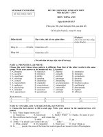 Đề thi học sinh giỏi môn Tiếng Anh - Ninh Bình - 2015 - 2016 - Đề vòng 1 - Ngày 1