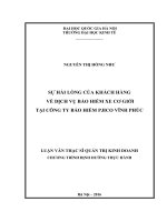 Sự hài lòng của khách hàng về dịch vụ bảo hiểm xe cơ giới tại công ty bảo hiểm PJICO vĩnh phúc 