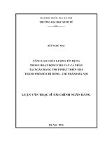 Nâng cao chất lượng tín dụng trong hoạt động cho vay cá nhân tại ngân hàng TMCP phát triển nhà thành phố hồ chí minh   chi nhánh hà nội 